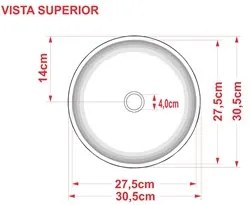 Cuba Pia de Apoio para Banheiro Redonda Bowl 30 C08 Vermelho - Mpozena