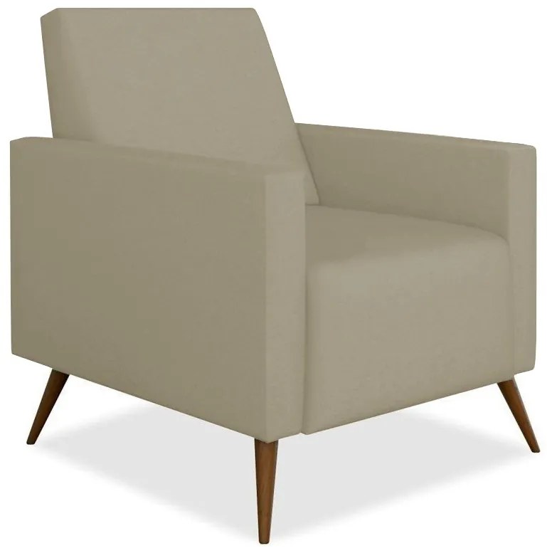 Kit Poltrona Gabi Pé Palito + Puff Quadrado Suede Nude Sala, quarto, amamentação