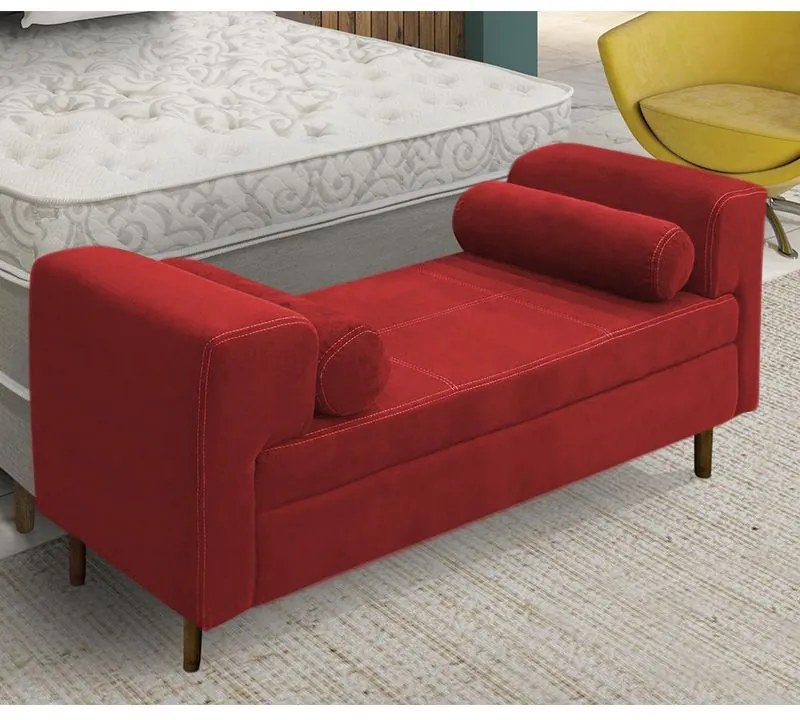 Recamier Casal Queen 160cm Turim Veludo Vermelho - Simbal - Vermelho