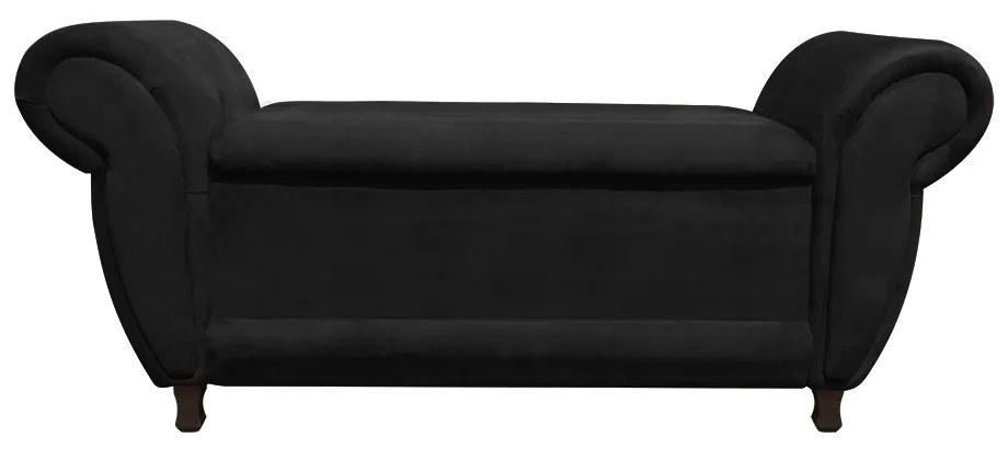 Kit 02 Recamier com Baú Itália Namoradeira Calçadeira Suede - D'Rossi - Preto