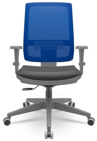 Cadeira Brizza Diretor Grafite Tela Azul Assento Vinil Preto Base RelaxPlax Alumínio - 65951 Sun House