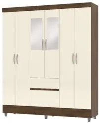 Guarda Roupa Solteiro 154cm Com Espelho Mayra Imbuia/Champanhe V02 - M