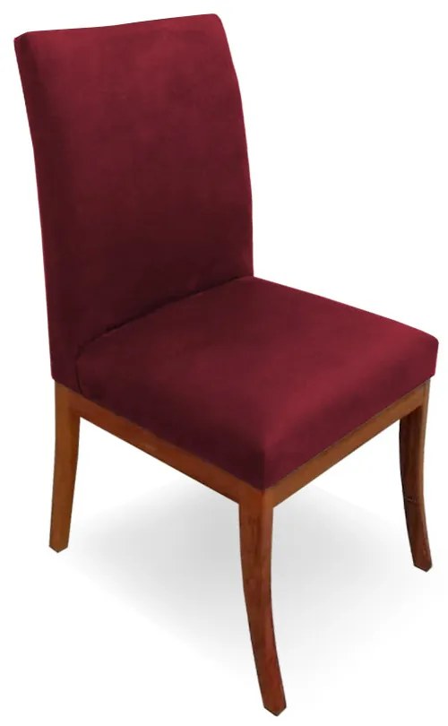 Cadeira Raquel para Sala de Jantar Base de Eucalipto Suede Bordô
