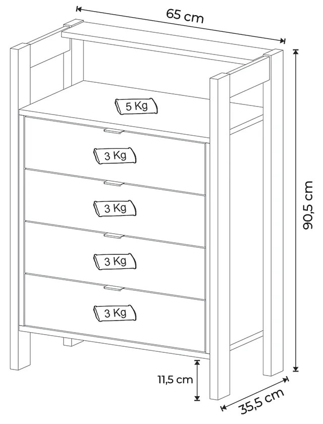 Gaveteiro Armário para Escritório Home Office AZ1012 MDP Branco/Nogal G69 - Gran Belo