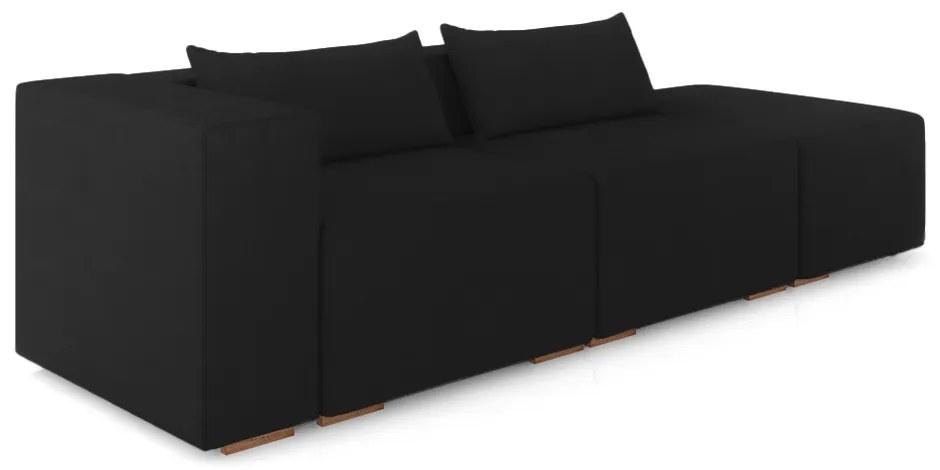 Sofá Versátil Sala de Estar Atlanta 358cm Modulado Veludo Preto G52 - Gran Belo