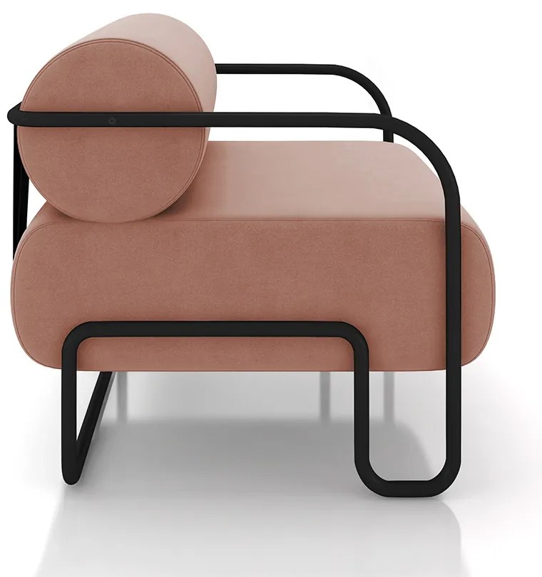 Poltrona Sala de Estar Industrial Preto Ameli Veludo K01 - D'Rossi - Rose