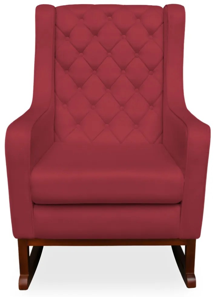 Kit Poltrona Amamentação Balanço Maju com Puff Flor Veludo - Vermelho
