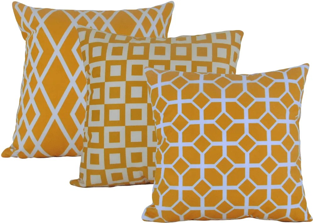 3 Capas para Almofada Soft Turim Geométrico Amarelo 43x43cm
