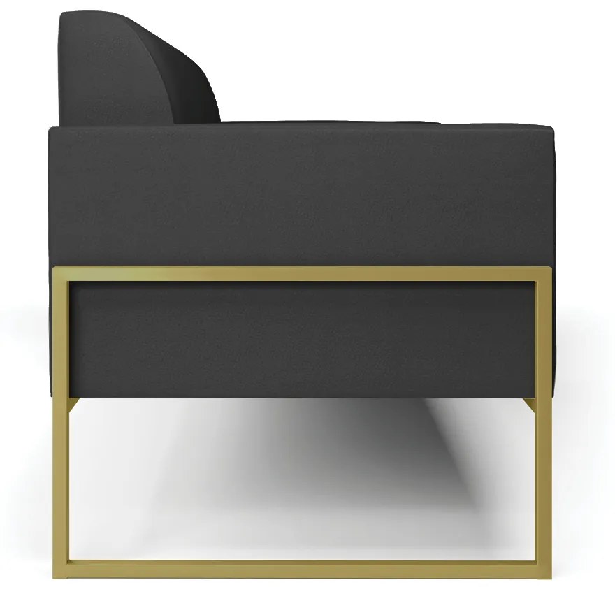 Sofá Namoradeira Base Industrial Alta Dourado Marisa Corino D03 - D'Rossi - Preto