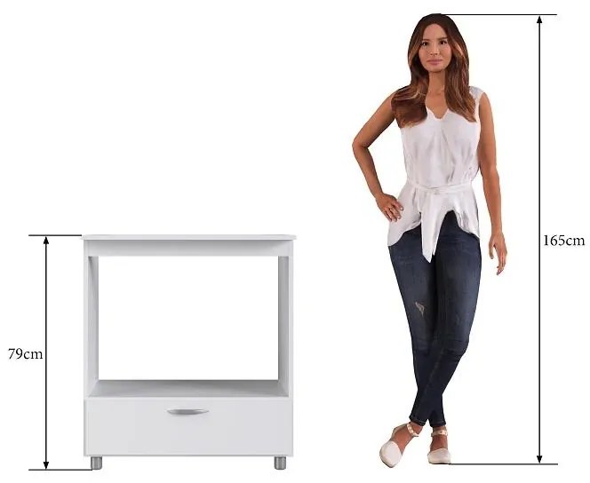 Balcão Multiuso Forno e Cooktop 5 Bocas 1 gaveta branco