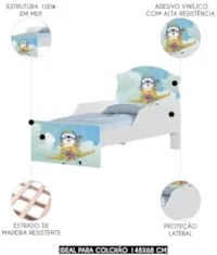 Mini Cama Infantil 148x68cm Com Proteção Lateral Aviador K06 - Mpozena