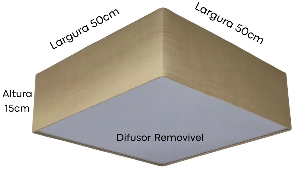 Plafon Quadrado Vivare Md-3002 Cúpula em Tecido 50x50x15cm - Bivolt Varias cores disponível