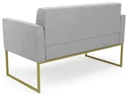 Sofá Namoradeira Base Industrial Dourado Ana Suede Cinza - Ibiza