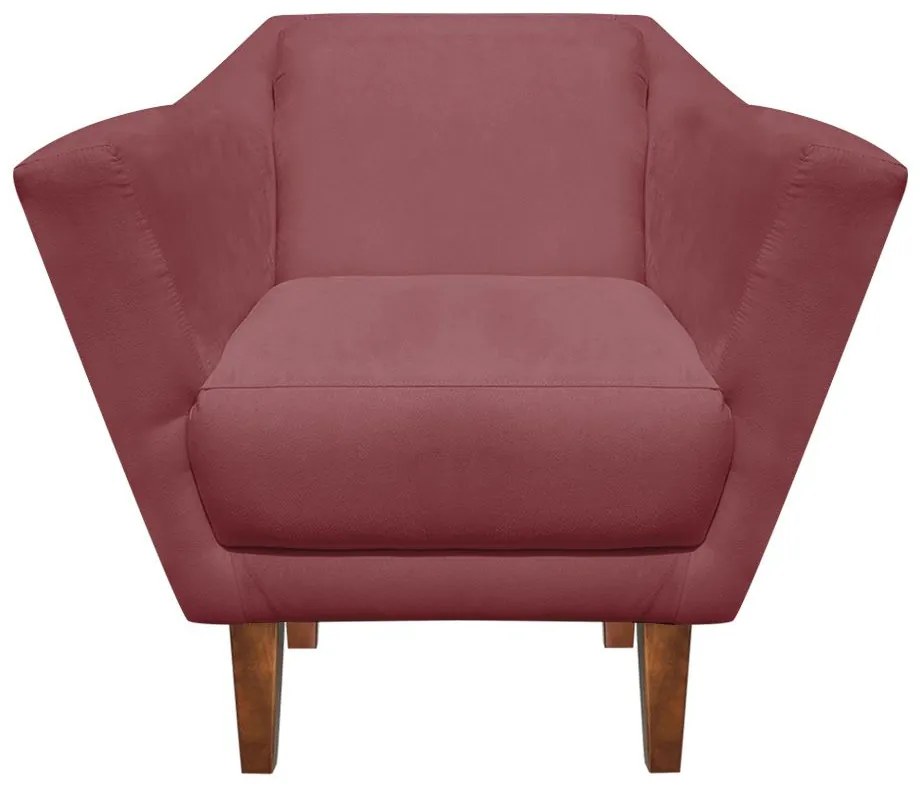 Poltrona Lorena Suede Rose Pés Chanfrado - D'Rossi