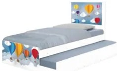 Cama Solteiro Infantil Com Auxiliar 188x88cm Balões K06 - Mpozenato