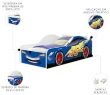 Cama Solteiro Infantil 188x88cm Personagens Carro Azul Z53 - Mpozenat