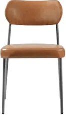 Cadeira Jantar Estofada Pé Metal Preto Kit 2 Lavy Sintético Amarula S0