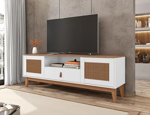 Rack Esmeralda 1.60 Branco/Noce - Casa D Móveis