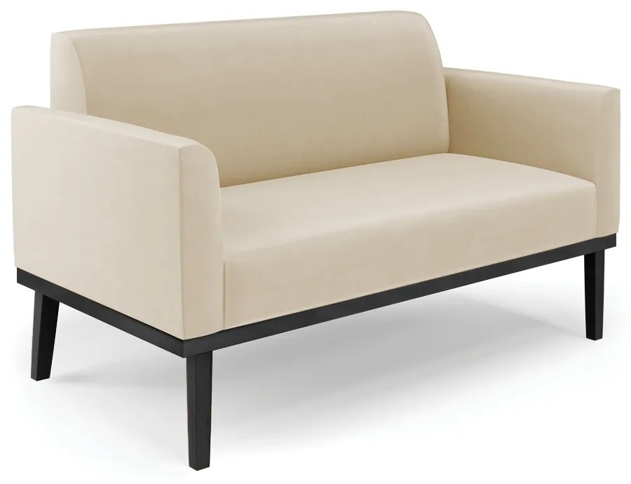 Sofá Namoradeira com Poltrona Base de Madeira Fixa Preto Marisa Suede  D03 - D'Rossi - Bege