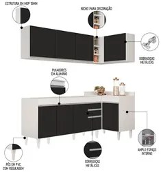 Armário de Cozinha Modulado de Canto Esquerdo 4 Peças CP49 Balcão sem
