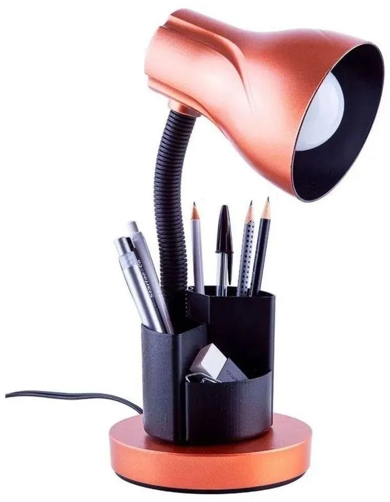 Luminária de Mesa Spiralle Cobre Porta Lápis E27 Bivolt