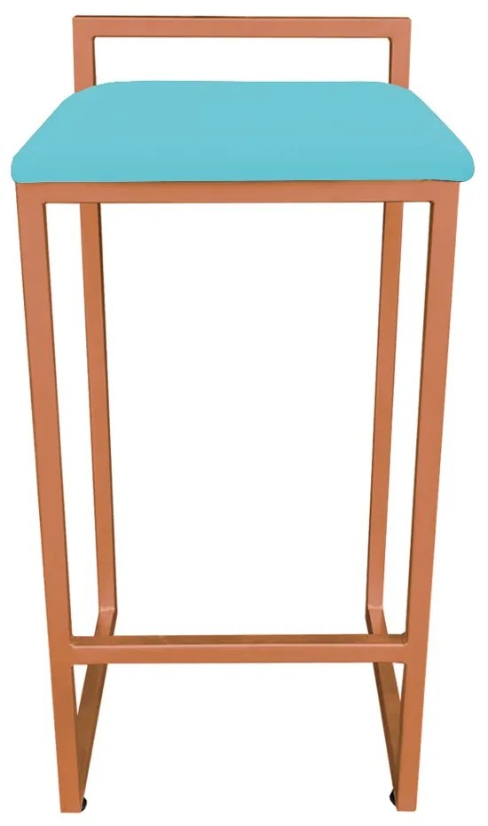 Conjunto 02 Banquetas Pietra Suede Base Cobre - Azul Turquesa