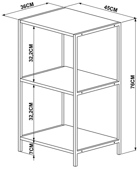 Estante Baixa Multifuncional 3 Prateleiras - Vermont Cobre