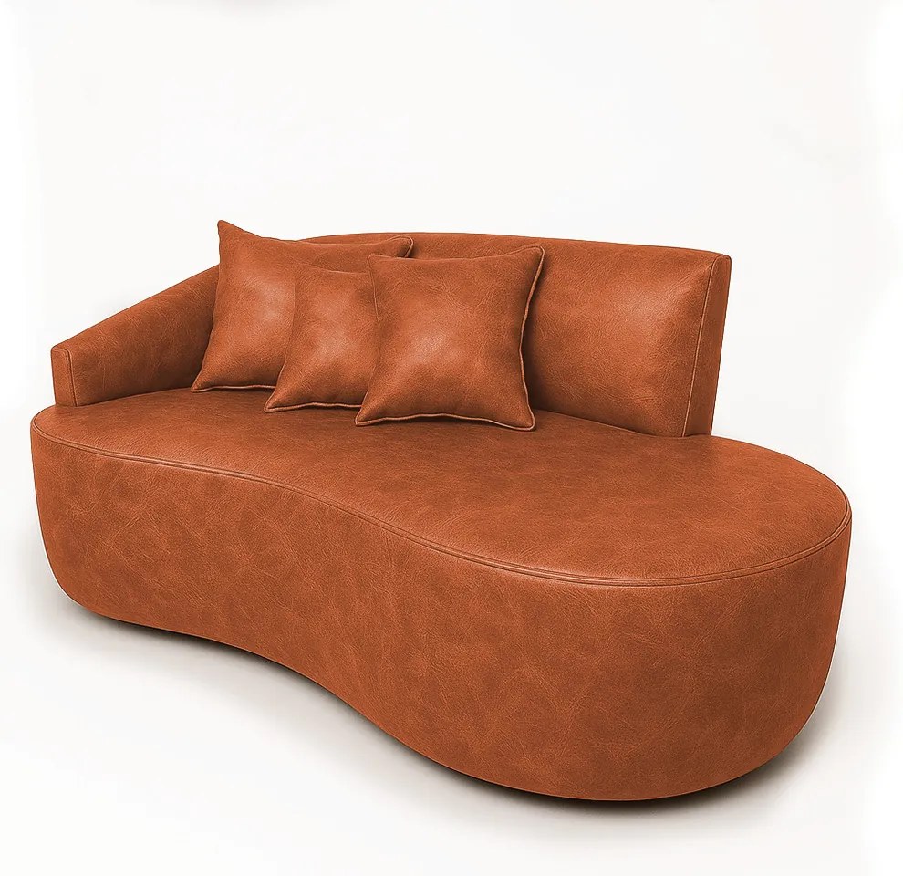 Sofá 2 Lugares Orgânico 140 cm Morgan Sintético PU D03 - D'Rossi  - Nozes