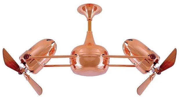 Ventilador De Teto Madeira Aco Cobre 220V Duplo Dinamico