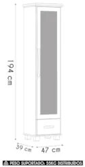 Sapateira de Madeira 47cm 1 Porta Com Espelho Eduarda Café F07 - Mpoze