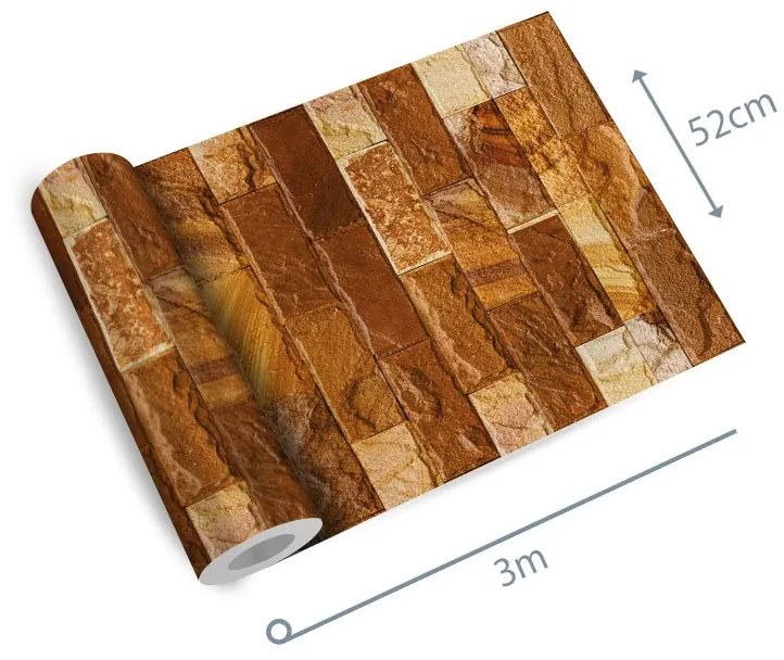 Papel de parede adesivo pedra lajota marrom e amarelo