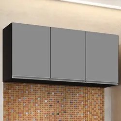 Armário Aéreo de Cozinha 120cm 3 Portas Virgínia Preto/Cinza - Lumil