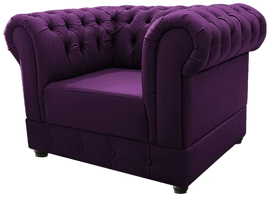 Kit Poltrona e Namoradeira Chesterfield Ana Suede Roxo - ADJ Decor