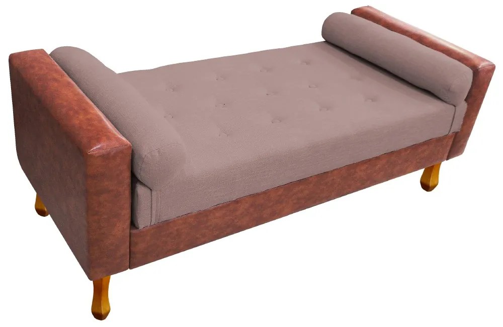 Recamier Félix Solteiro 120cm Corano Nozes e Linho Rosê - ADJ Decor
