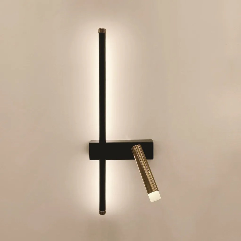 Arandela Let Direita 18X08X50,2Cm Led 18W - Usina 19776/500D (MR-T - Marrom Texturizado, 4000k)