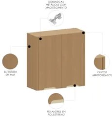 Armário de Cozinha Aéreo 80cm Com 2 Portas Marina Freijó L01 - Mpozena
