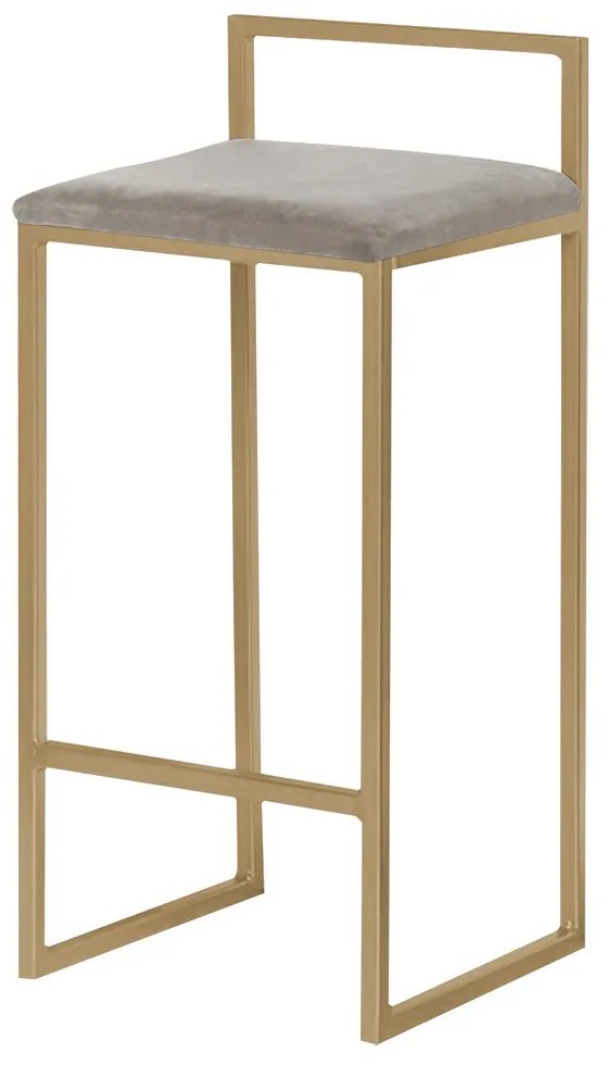 Banqueta Decorativa Jasmine Base Gold Veludo Cinza G41 - Gran Belo