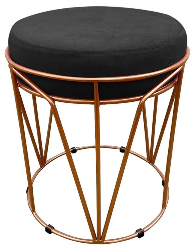 Puff Multiuso com Mesa Babu 2 em 1 Suede Base Cobre D'Rossi - Preto