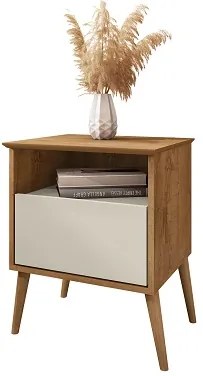 Mesa De Cabeceira Cancun Naturalle/Off White – Bechara Móveis
