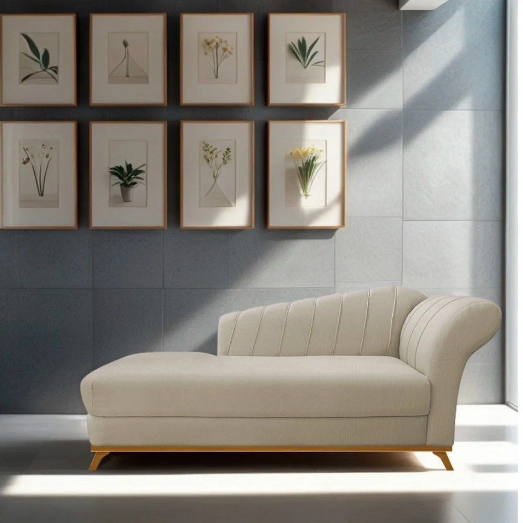 Recamier Vanessa 185cm Lado Esquerdo Suede Bege - ADJ Decor