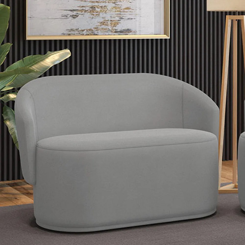 Sofá 2 Lugares Namoradeira Orgânica para Sala Malu Suede M11 - D'Rossi - Cinza