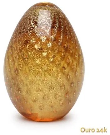 Peso Tela Oval Âmbar com Ouro Murano Cristais Cadoro
