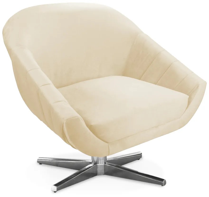 Kit 02 Poltronas Giratória Giovana Veludo Base Cromada D01 - D'Rossi - Bege