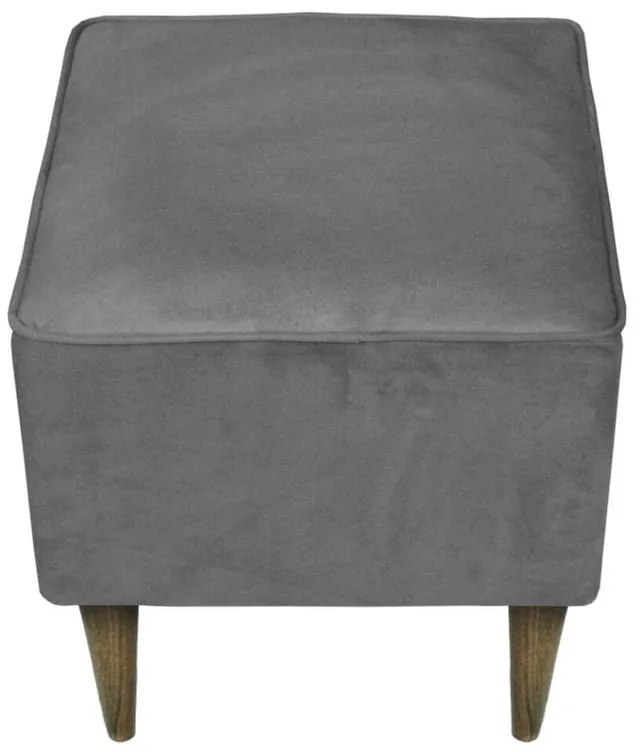 Puff Quadrado Milão Sigma em Suede com Pés Palito - Cinza
