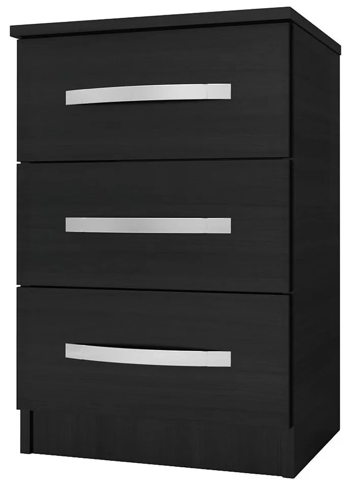 Mesa de Cabeceira 3 Gavetas Quarto Design Domus Preta