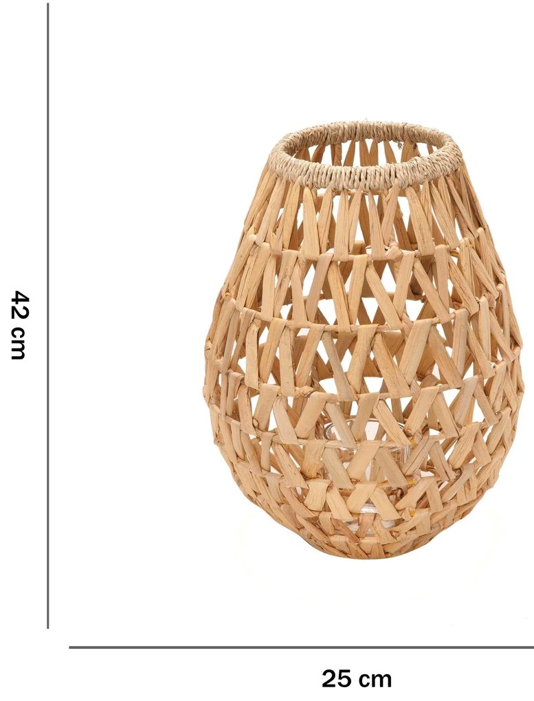 Lanterna Decorativa Em Fibra Natural 42x25x25 Cm - D'Rossi