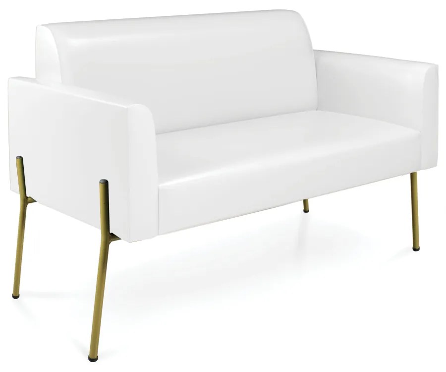 Sofá Namoradeira 2 Lugares Pé de Ferro Dourado Marisa Corano D03 - D'Rossi - Branco
