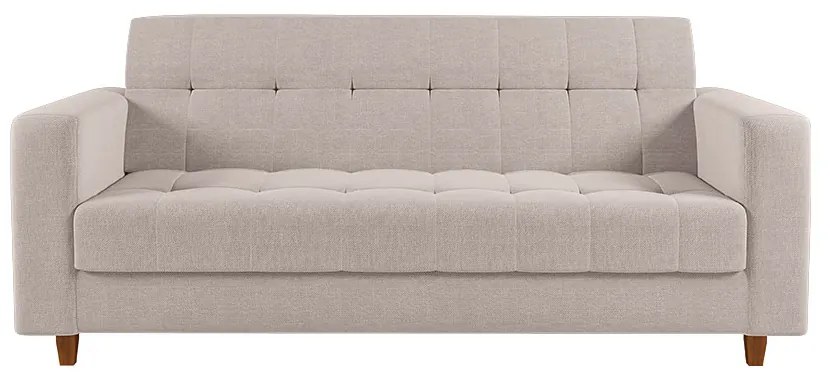 Kit 01 Sofá 3 Lugares e 02 Poltronas Arezzo Linho Pés Chanfrado Castanho - D'Rossi - A19 Bege