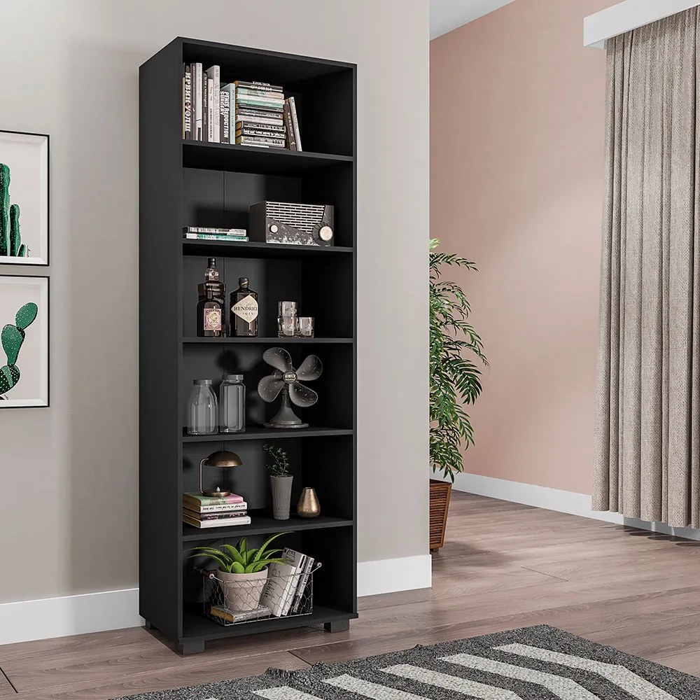 Estante de Livros para Escritório Home Office Alf Preto Texturizado G47 - Gran Belo