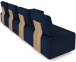 Sofá 4 Lugares Com Chaise 296cm Rovier Veludo Azul Z32       - Mpozena